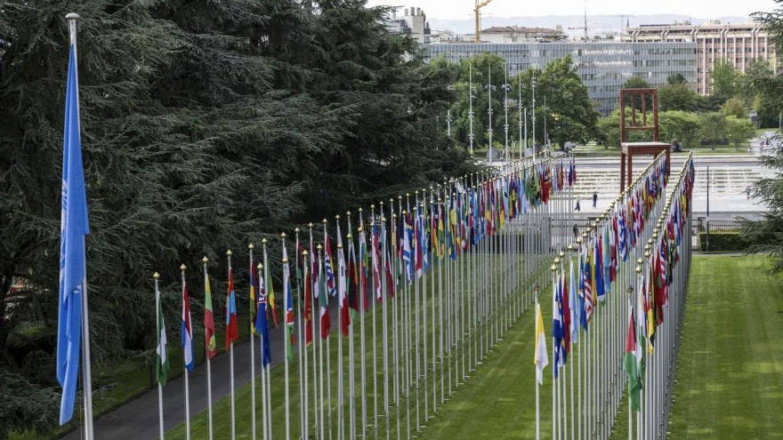 Palais des nations in Genf, UNO-Park und -Gebäude